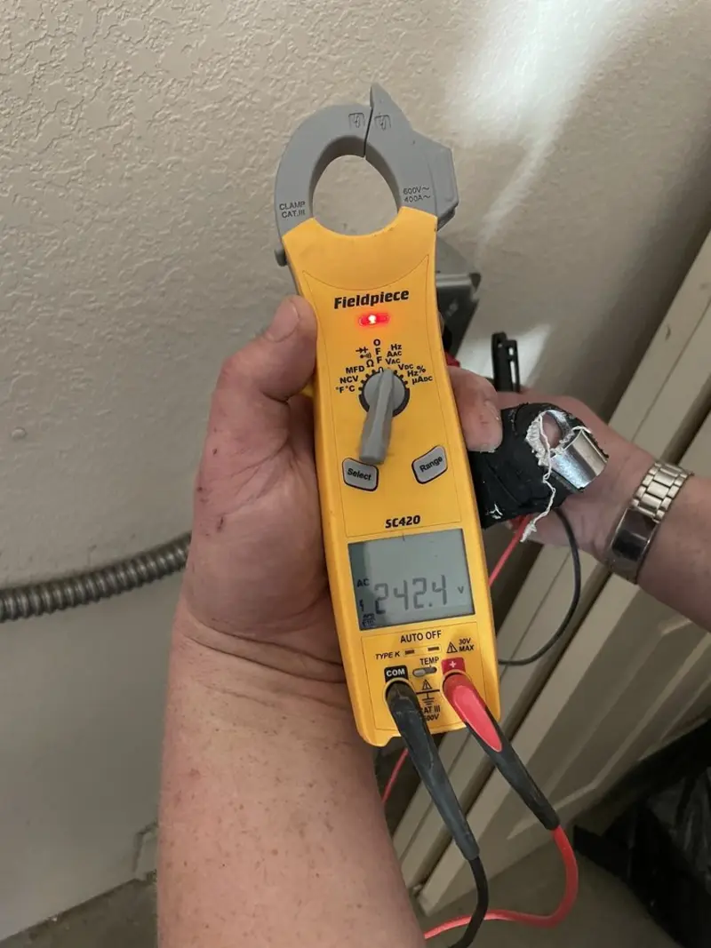 Voltage testing with clamp meter during Hot Tub / Pool Electrical Wiring in Los Alamos